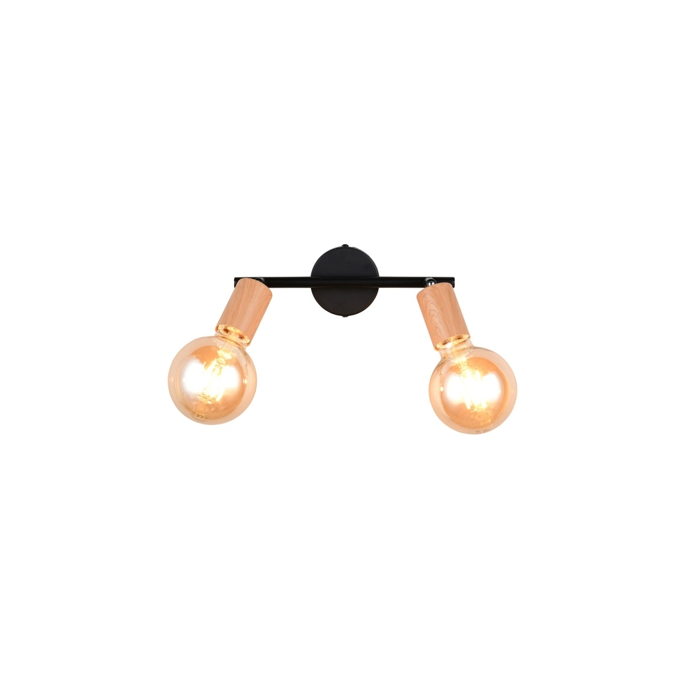 Plafondlamp Lamego dubbel zwart met hout Trio 4017807670875