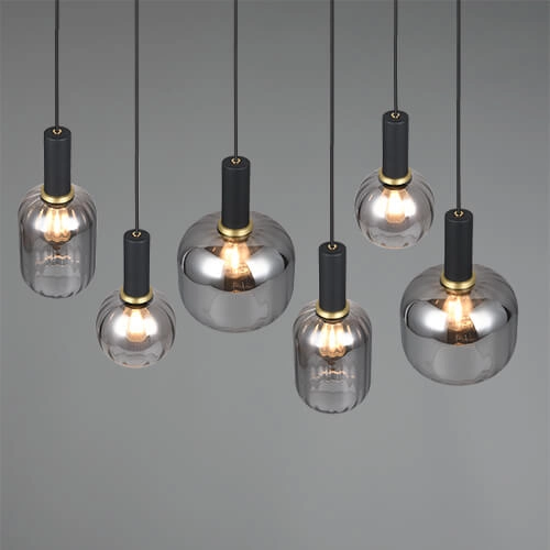 Eetkamer hanglamp Diva 6-lichts - smoke glas Trio 4017807614572