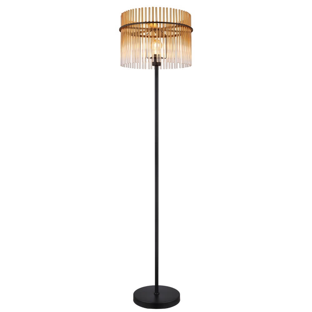 Zwarte vloerlamp Gorley met amberglas Ø 38cm