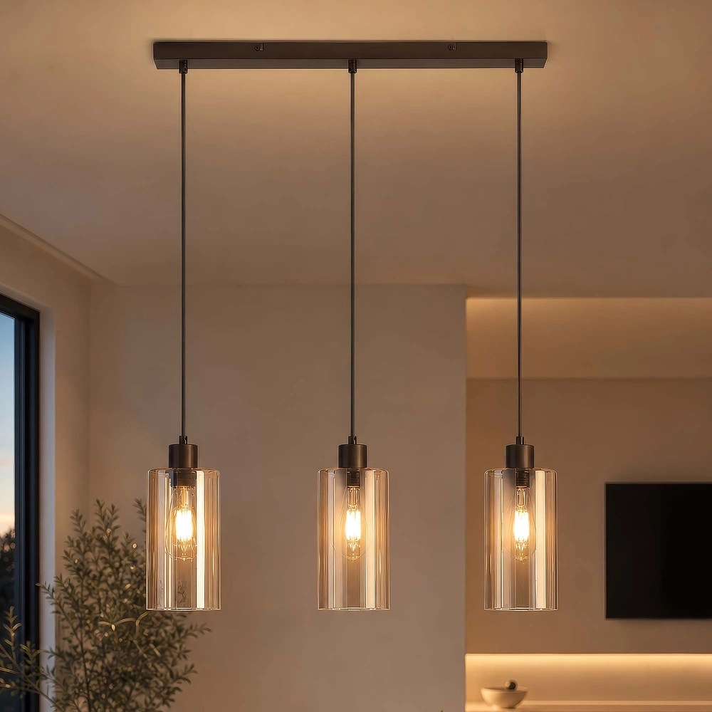 Design hanglamp Kent 3-lichts brons recht Searchlight 5,05342E+12