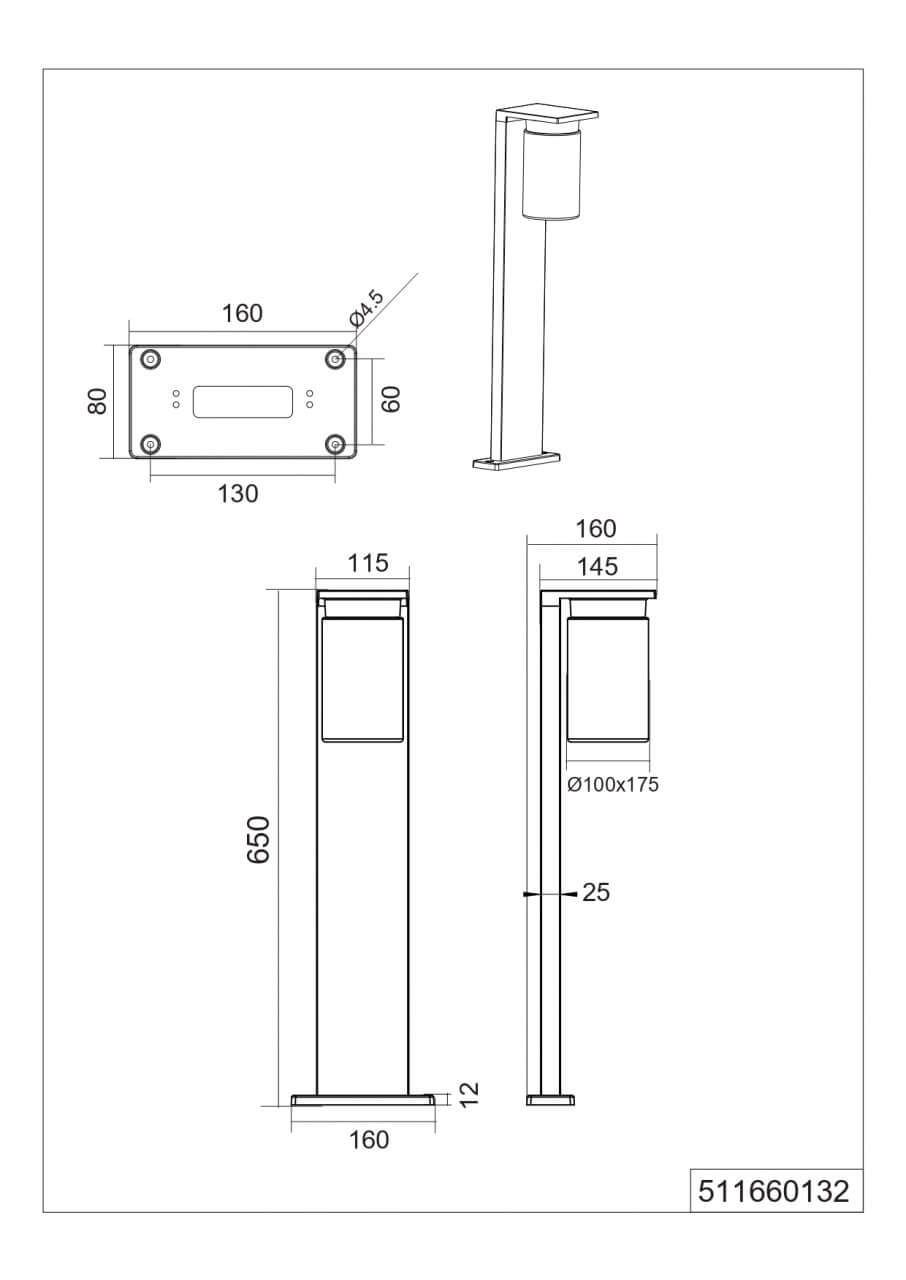 Staande lamp Ardila zwart 65cm Trio 4017807564082