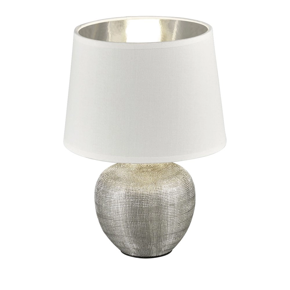 Tafellamp Luxor 26cm zilver met wit Tafellamp Luxor 26cm zilver met wit