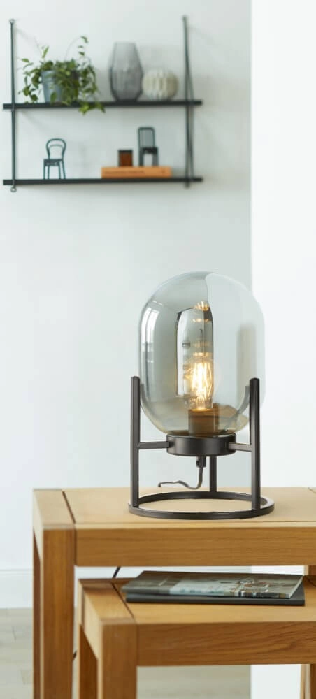 Tafellamp Regi zwart met smoke glas Fischer & Honsel 4001133501309