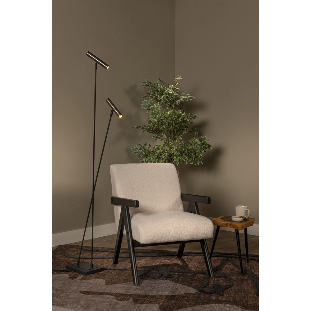 2-lichts vloerlamp Duarte zwart met metaal grijs Lucide Vibes 5411212032195