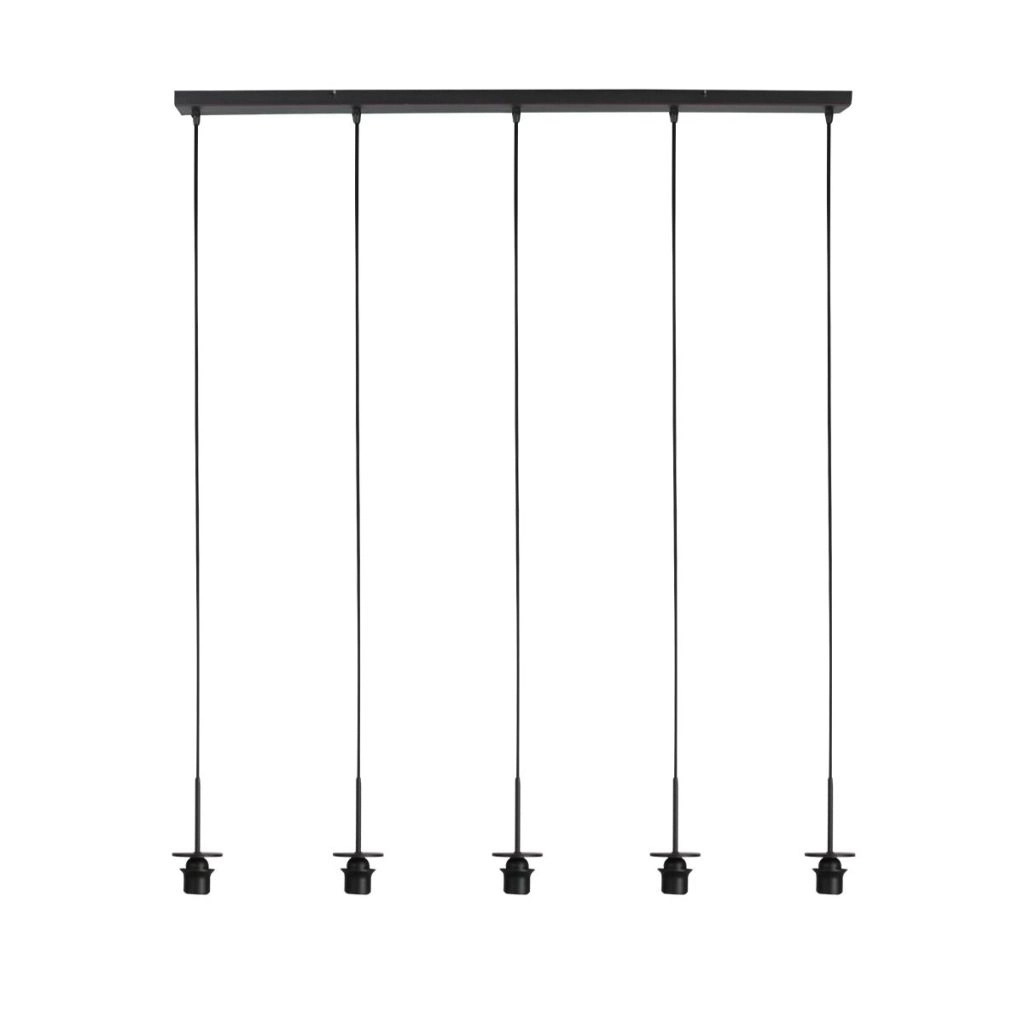 Hanglamp 5-lichts recht Silva met bamboe kappen Steinhauer 8712746183238