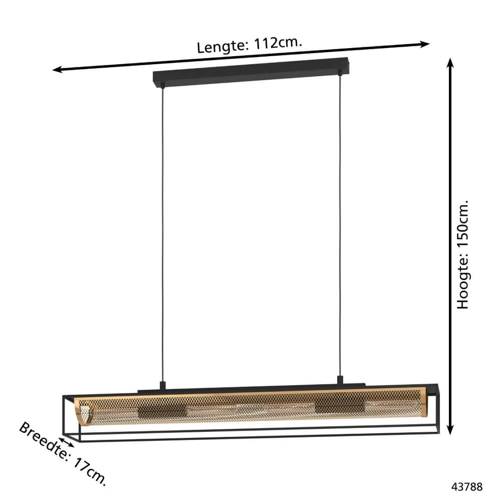 Landelijke hanglamp Nohales zwart met goud Eglo 9002759437886