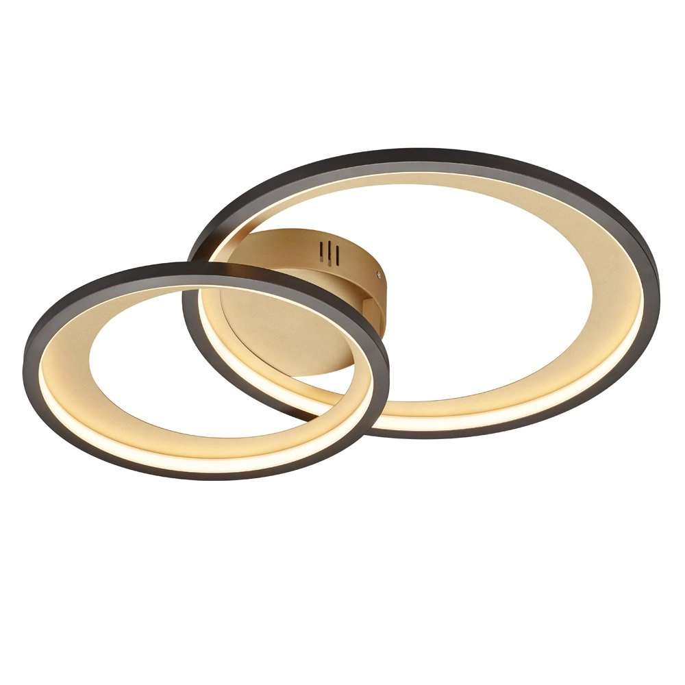 Mat zwarte plafondlamp Granada 59cm zwart met goud