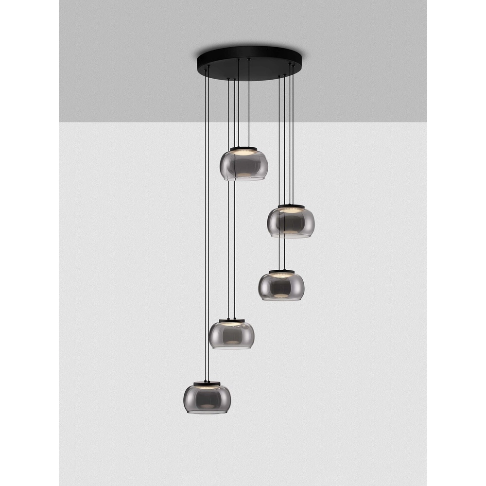 Moderne hanglamp Bios 5-lichts zwart