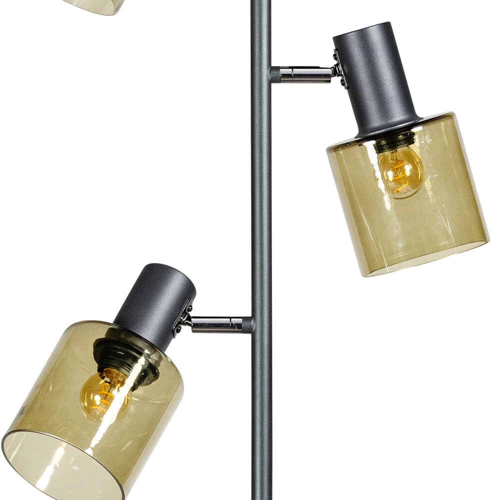 Glazen vloerlamp Sledge Glass 3-lichts zwart met goud glas ETH 8720195302889