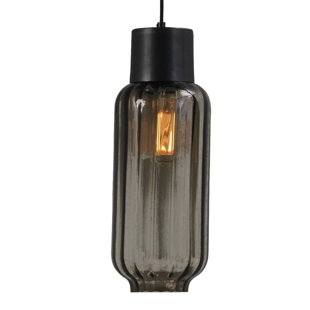 Eetkamerlamp Lett ll 2-lichts zwart met smoke glas Masterlight 8718121183268