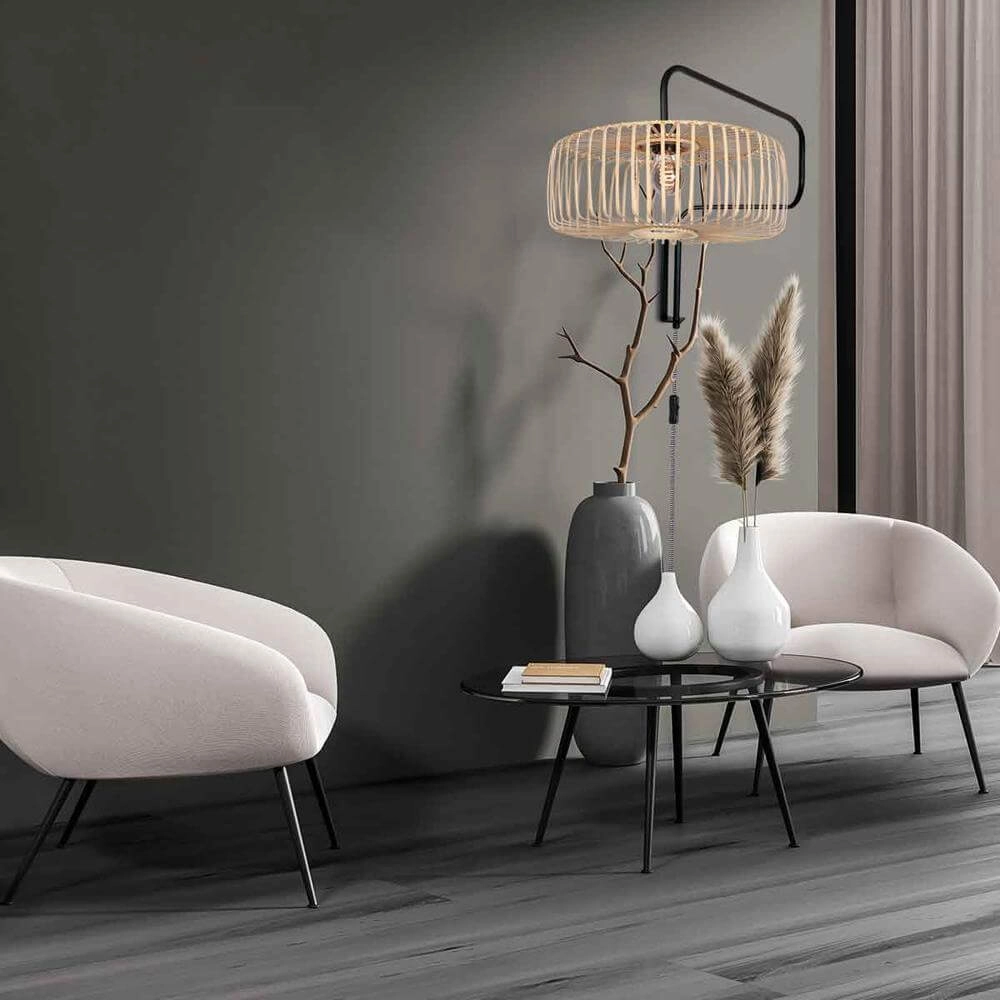 Wandlamp Bloeba zwart met bamboe Steinhauer 8712746176926