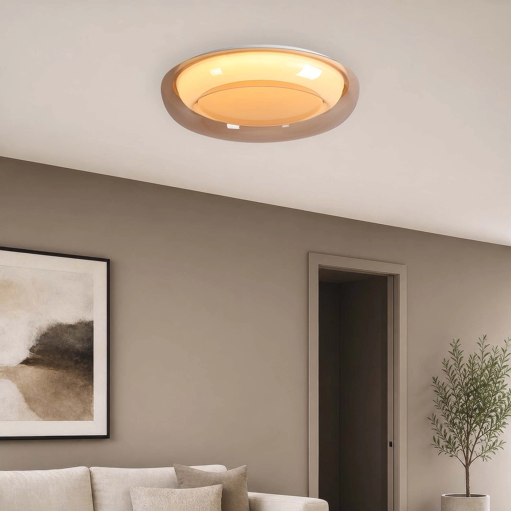 Plafonniere design Jude wit met amber glas Ø 40cm