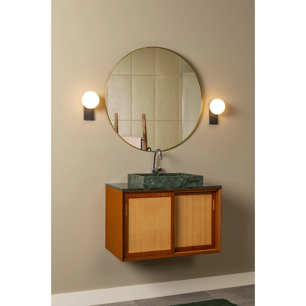 Wandlamp Tassa IP44 zwart met witte bol Lucide 5411212570079