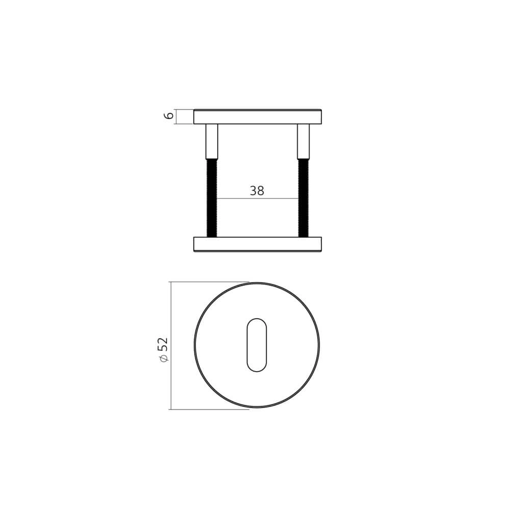 Set van 2 sleutelrozetten Tira rond antraciet Ø 52mm Intersteel 8714186695678