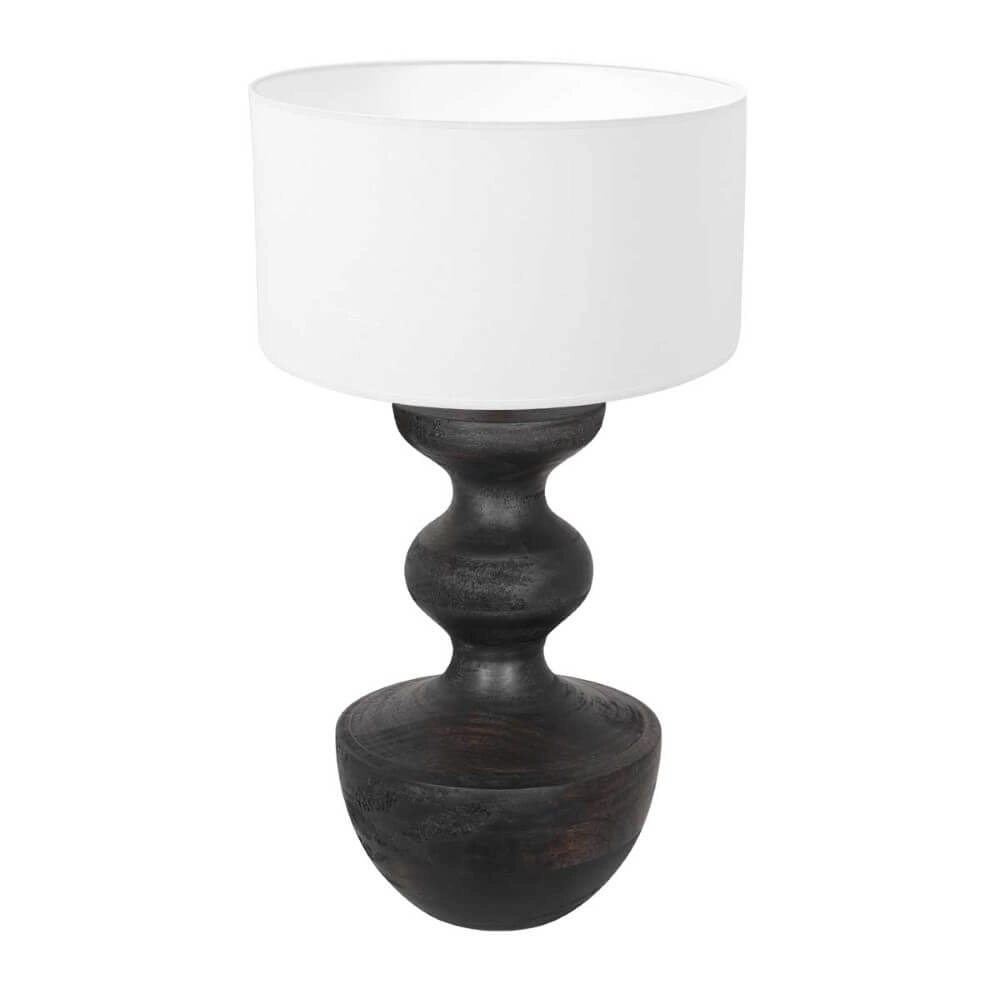 Landelijke schemerlamp Lyons S met witte chintz kap Landelijke schemerlamp Lyons S met witte chintz kap