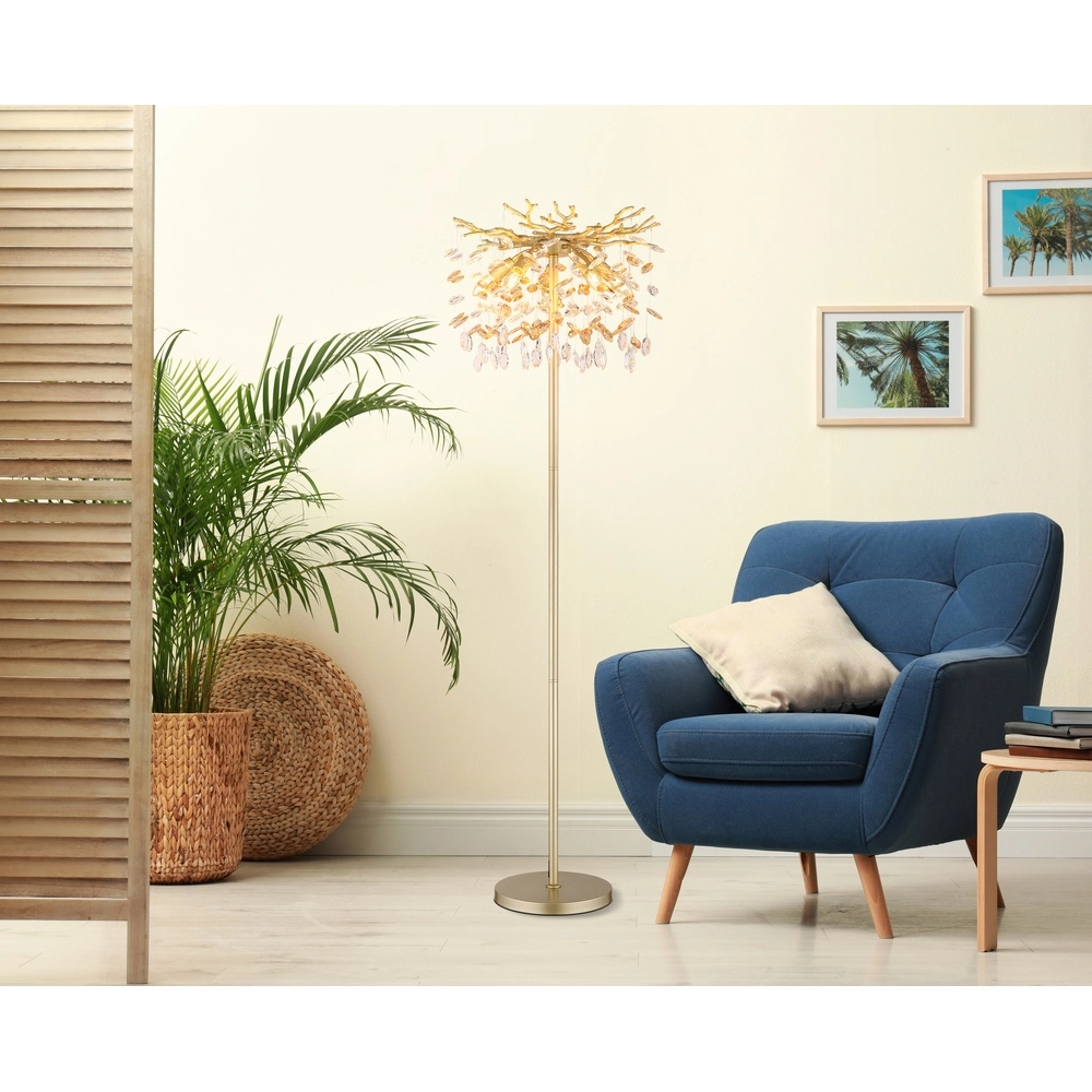 Vloerlamp Queena goud Ø 46cm Globo 9007371533688