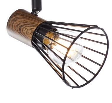 Landelijke plafondlamp Manama 2-lichts zwart met houtbruin Brilliant 4004353326530