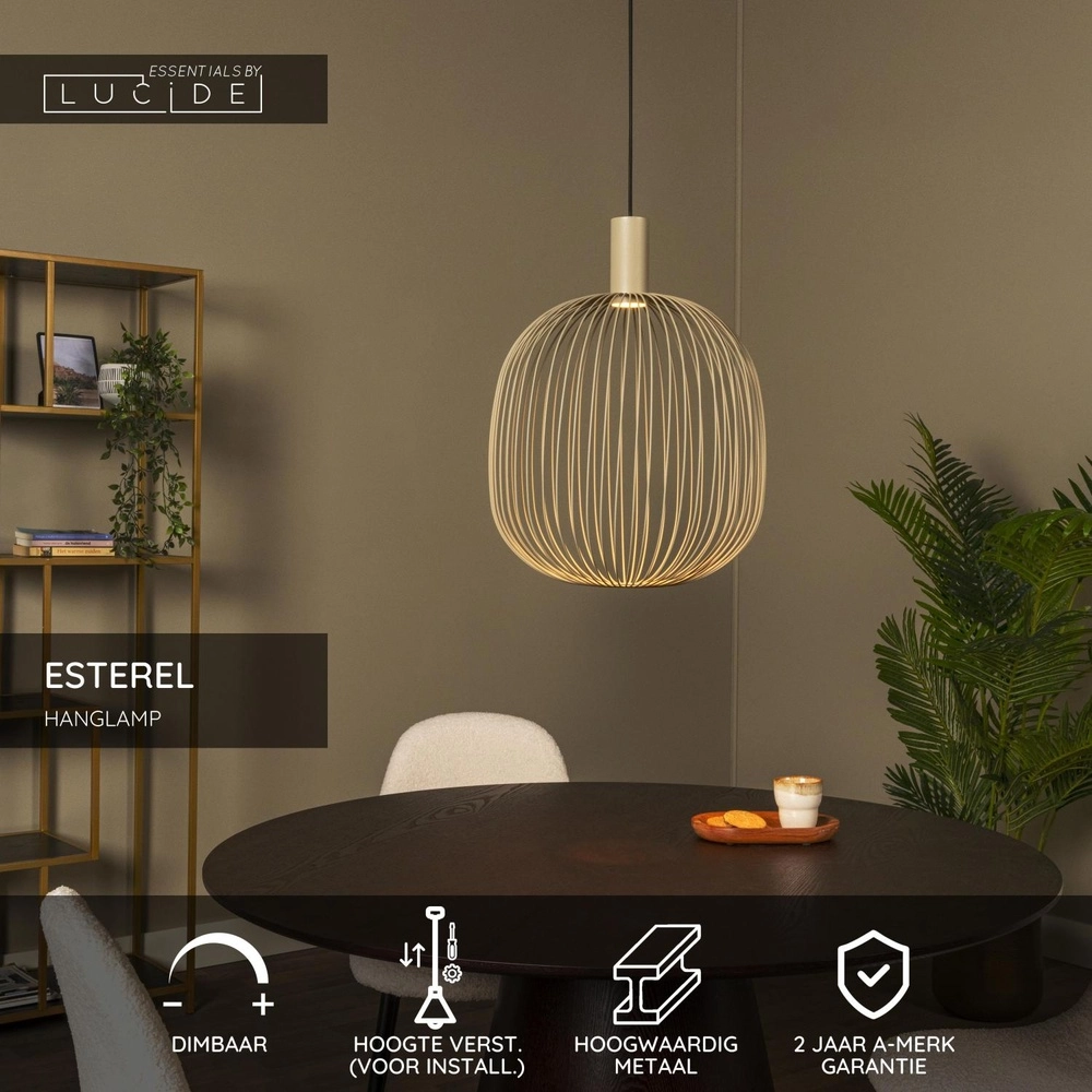 Hanglamp Ø 40cm Esterel zand bruin mini GU10 Lucide 5411212212320
