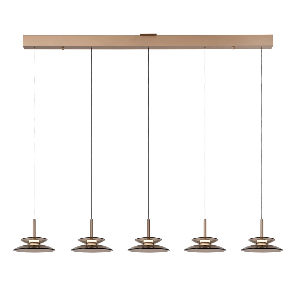 Eetkamer hanglamp Santiago led - champagne - 5x Ø 23cm