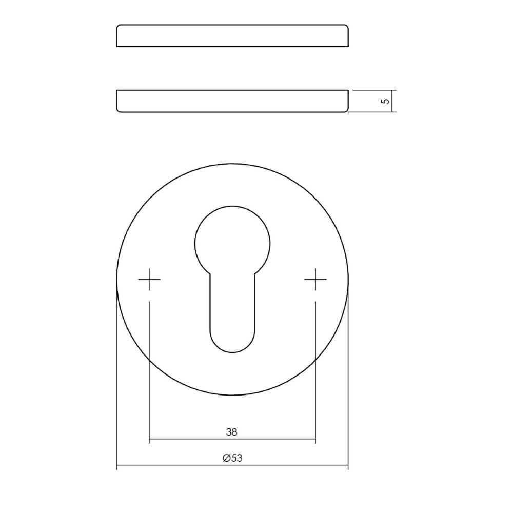 Set van 2 cilinderrozetten Tira rond zwart Intersteel 8714186635575
