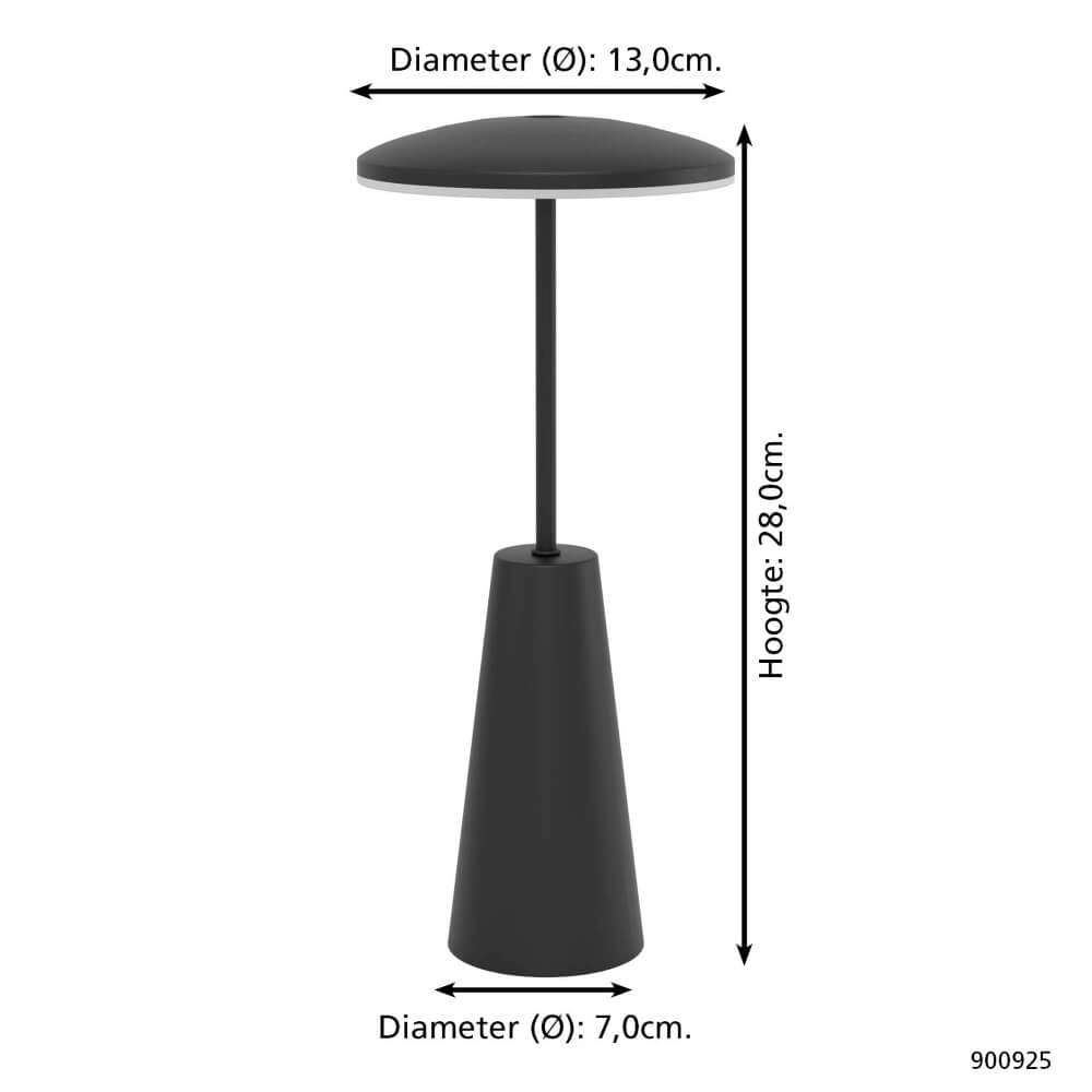 Zwarte tafellamp Piccola Ø 13cm Eglo 9008606277803