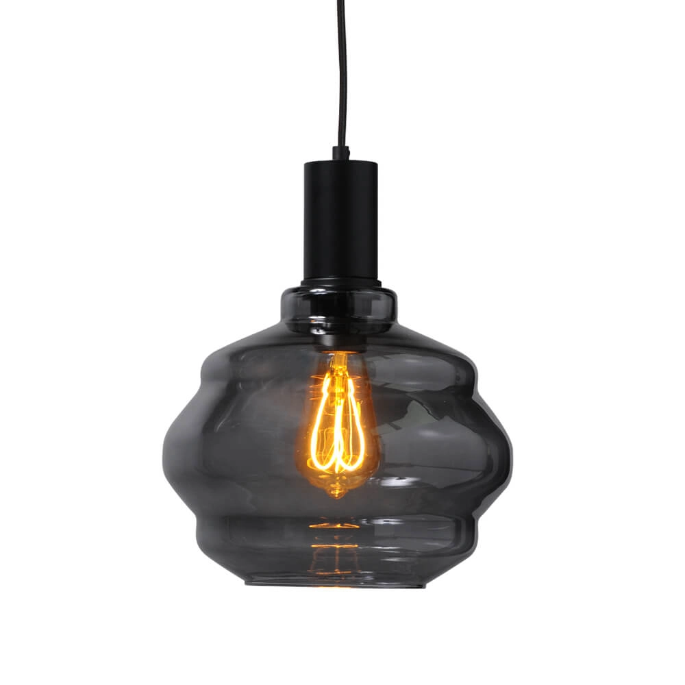 3-lichts hanglamp - zwart - Porto met verschillende glazen Masterlight 8718121270104