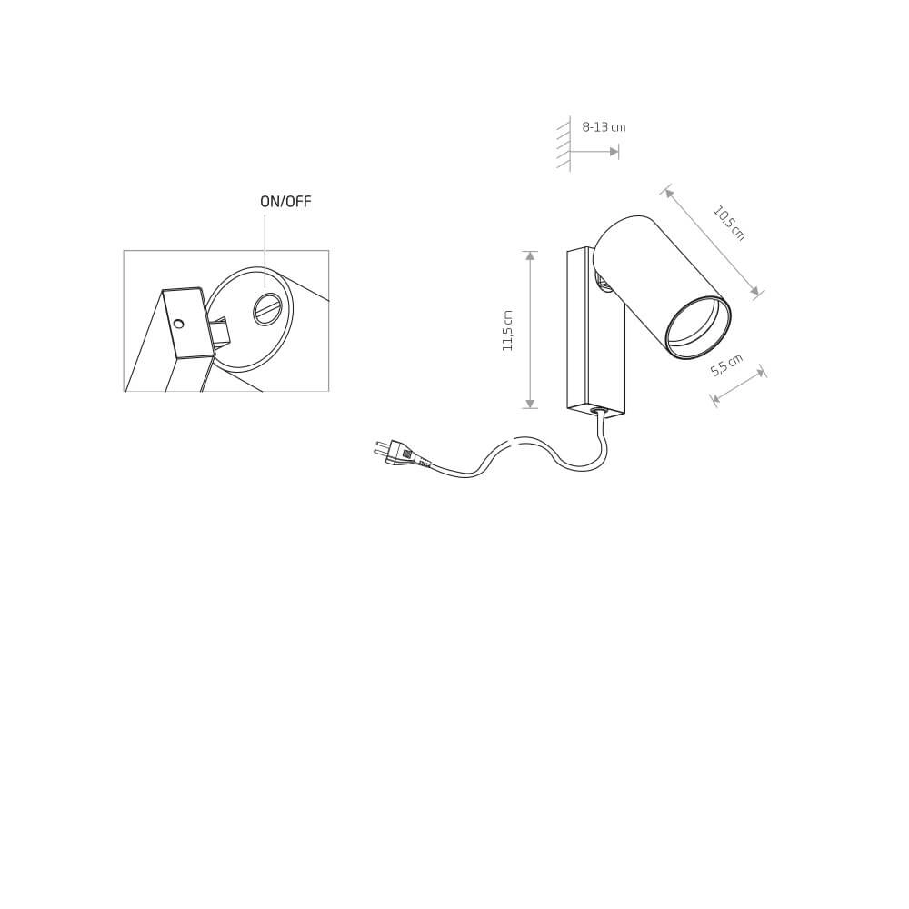 Slaapkamer leeslampje Mono wit Lyora 5903139778794