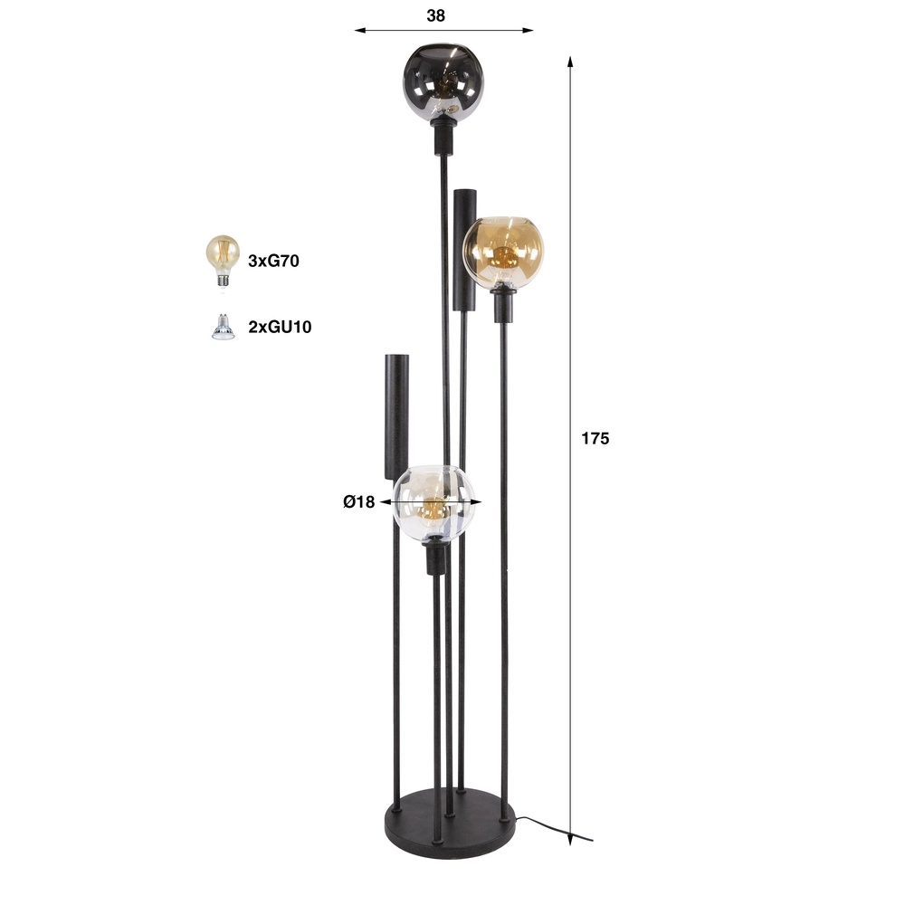 Vloerlamp Sfera met glazen en uplighters Lyora 8716803512412