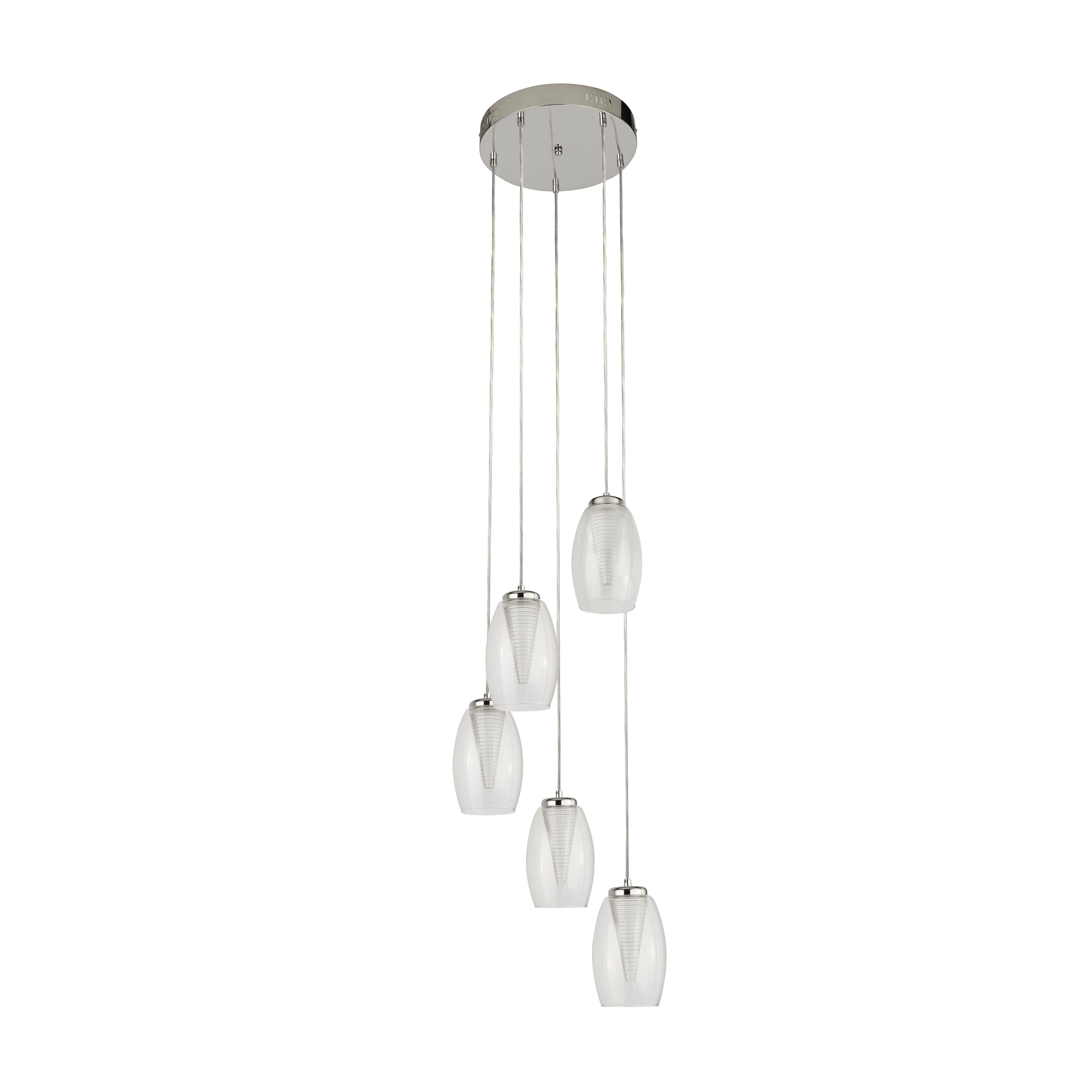 5-lichts vide hanglamp Cyclone grijs