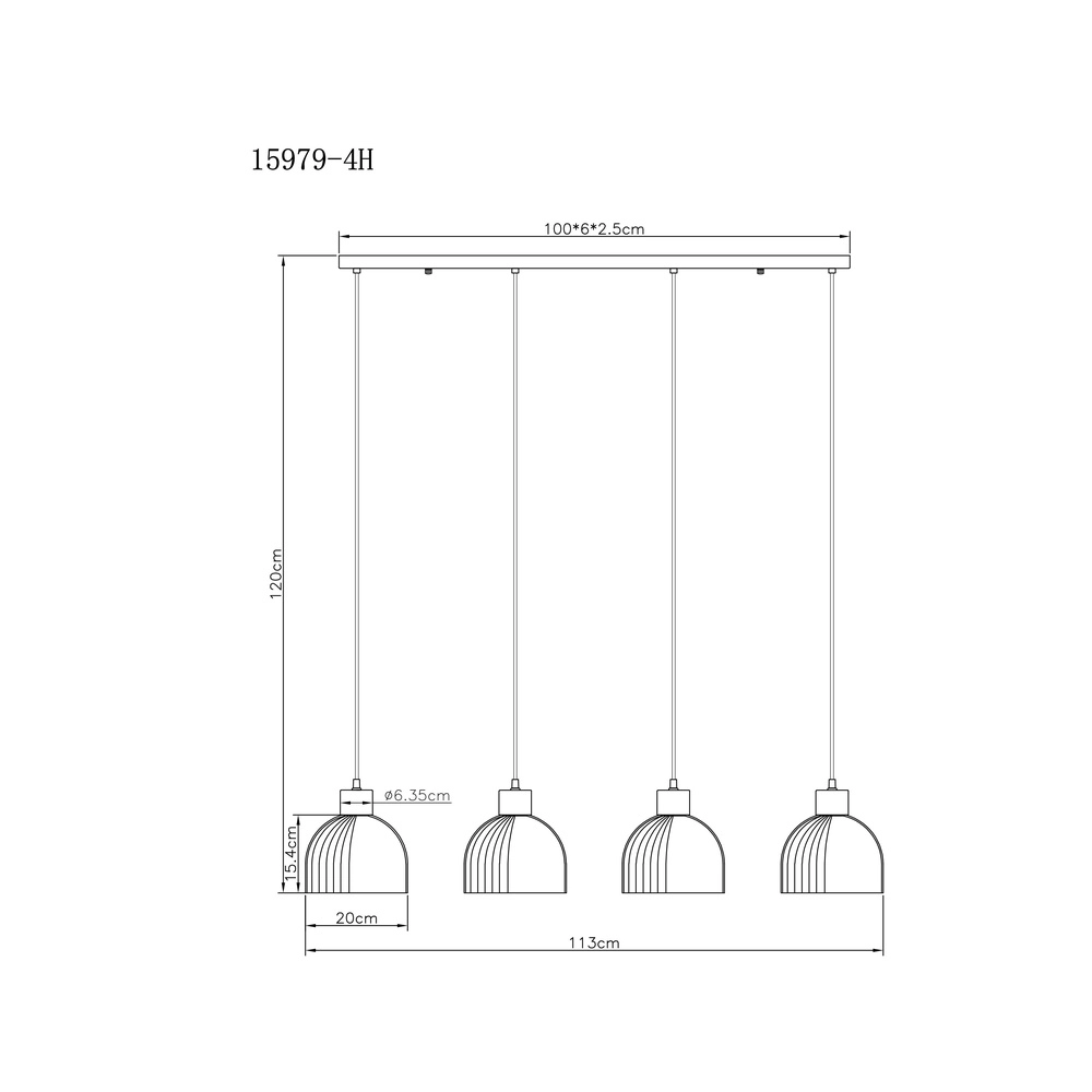 4-lichts hanglamp Swanson zwart Globo 9007371583652