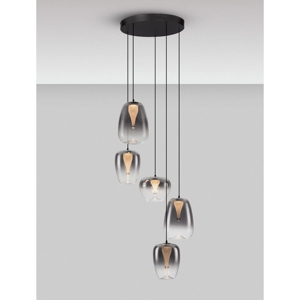 Design hanglamp Oblo 5-lichts smoke glas Lyora 5212017474148