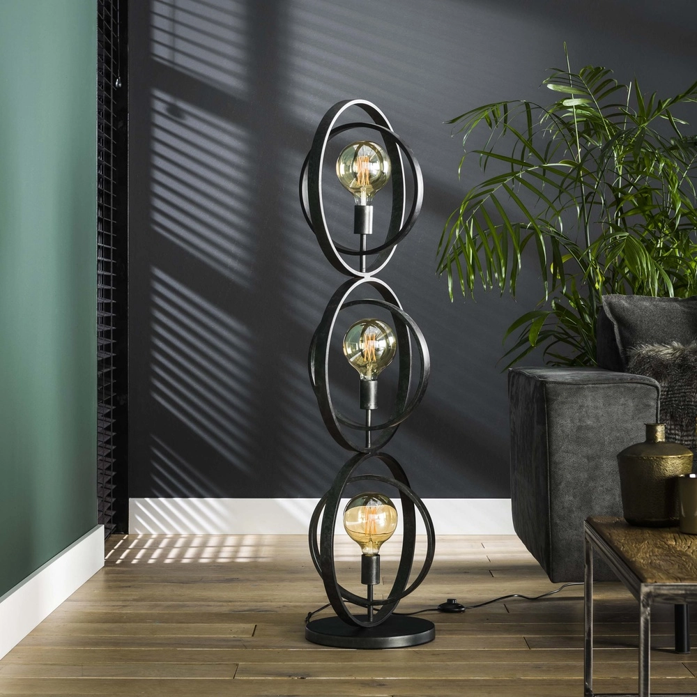 3-lichts charcoal vloerlamp Turn E27 - Ø 40cm Lyora 8716803513082