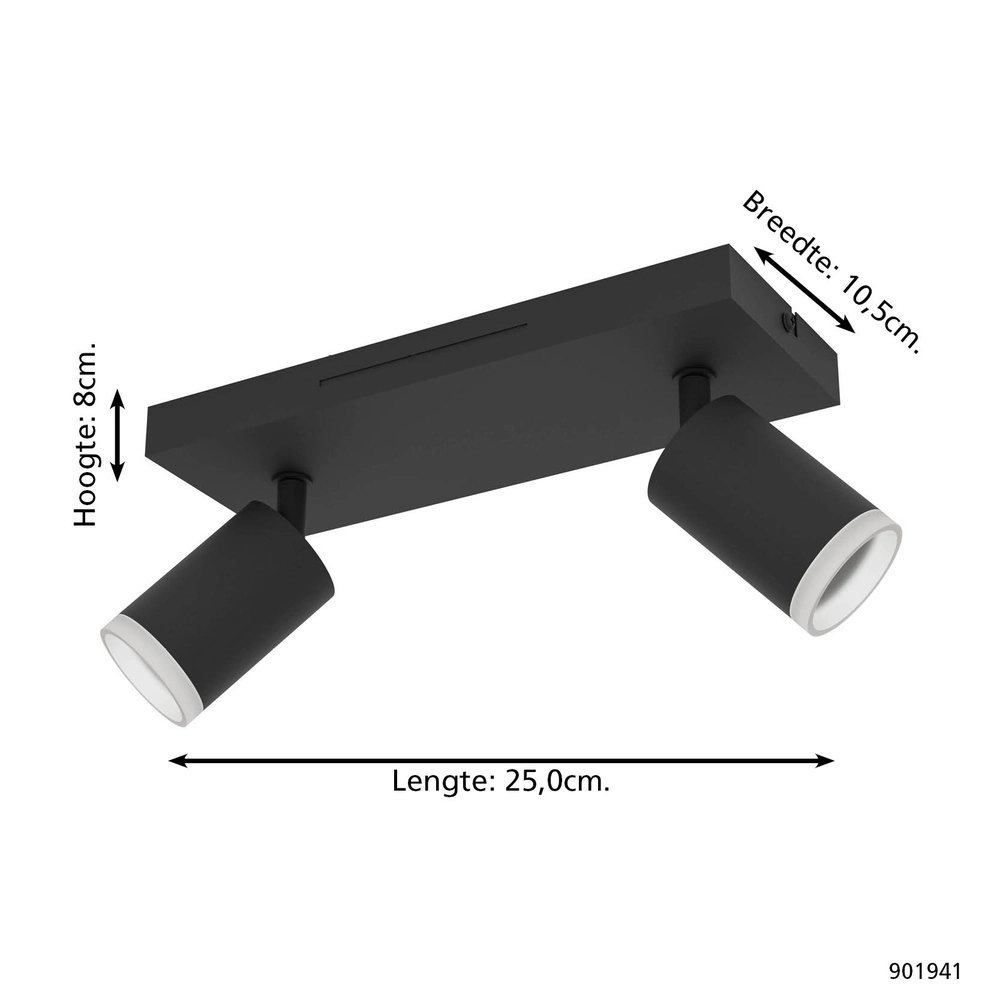 Smart opbouwspot Melitello-Z zwart 2-lichts Eglo 9008606358120