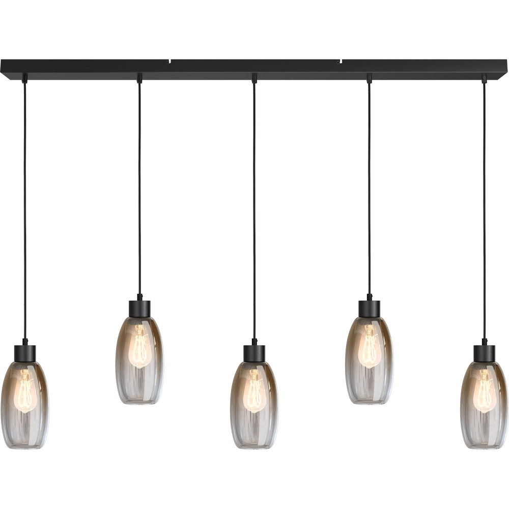 Glazen hanglamp Olive 5x Ø 12,5cm - zwart