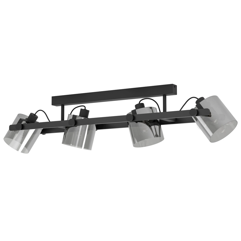 4L plafondlamp Hornwood 2 zwart met smoke glas