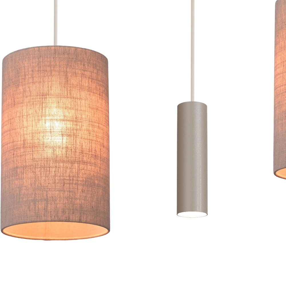 6-lichts hanglamp Lisbourg beige terra met beige grey kap Masterlight