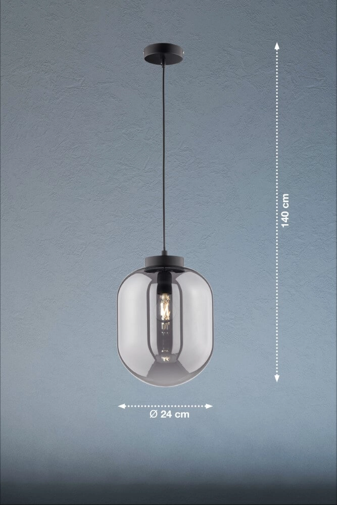 Smoke glazen hanglamp Regi Ø 24cm Fischer & Honsel 4003694607100