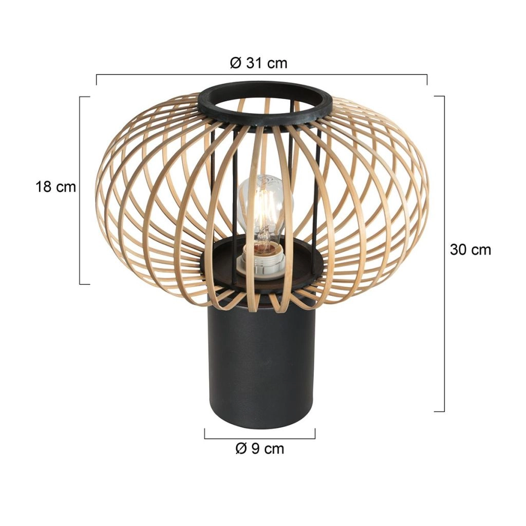 Tafellamp Silva met bamboe kap Ø31cm Steinhauer 8712746182934