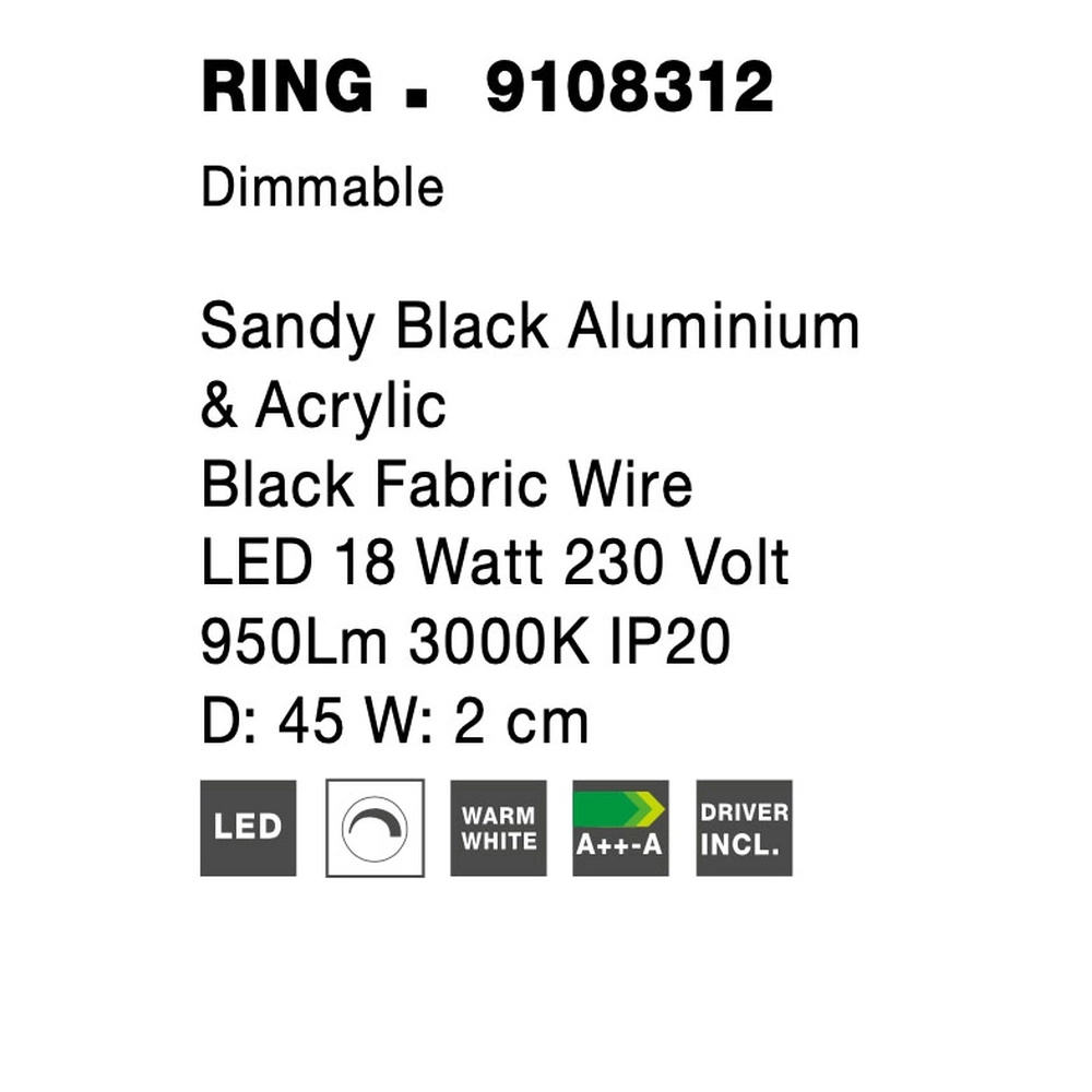 Vloerlamp Ring zwart Ø 45cm Lyora 5212017428134