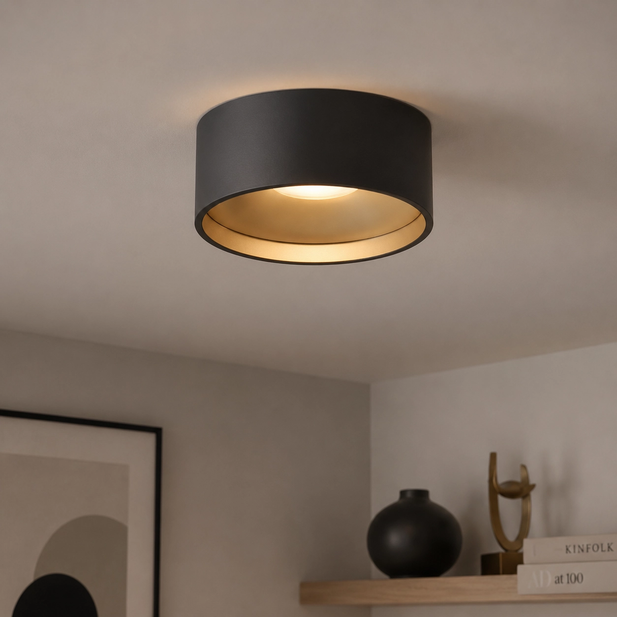 Badkamer plafondlamp Oran Ø 12cm - Zwart/goud