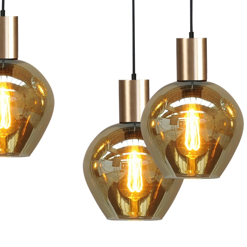 Zwarte hanglamp met goud Bounty 6-lichts rond glas Masterlight 8718121247892