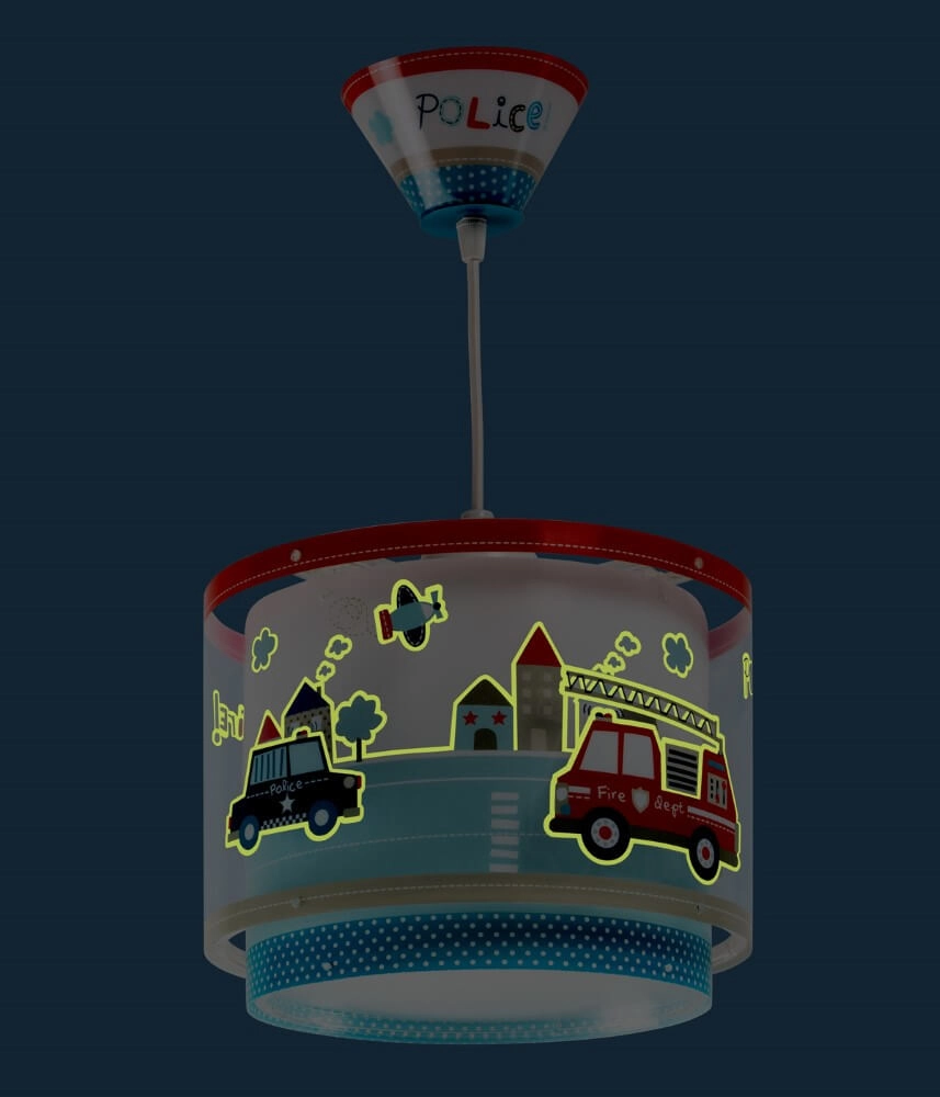 Kinderkamer hanglamp Police rood met blauw Dalber 8420406606125