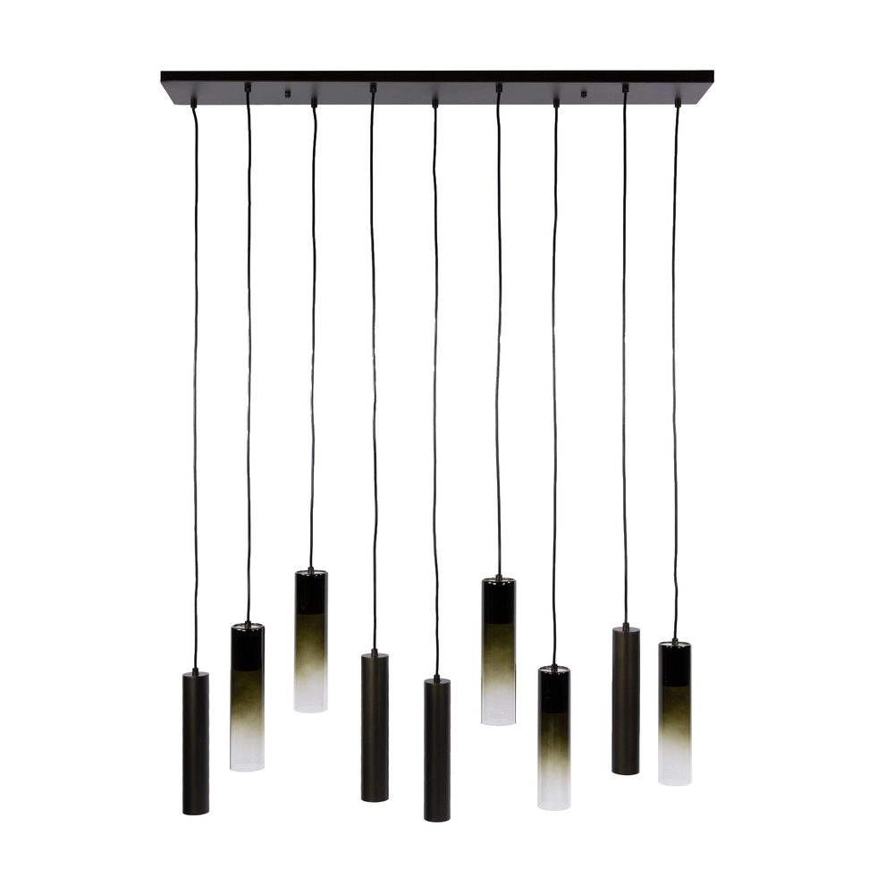 Strakke hanglamp Lungo sienna bruin 9-lichts Lyora 8716803514928