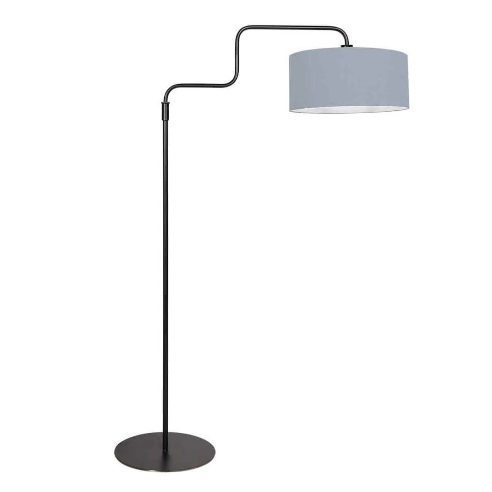 Vloerlamp Bloeba zwart met lichtblauwe kap