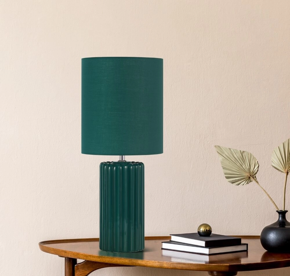 Groene tafellamp Groove keramisch Searchlight 5053423274058
