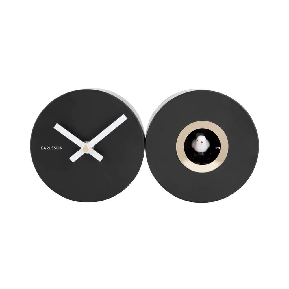 Wandklok Duo Cuckoo zwart