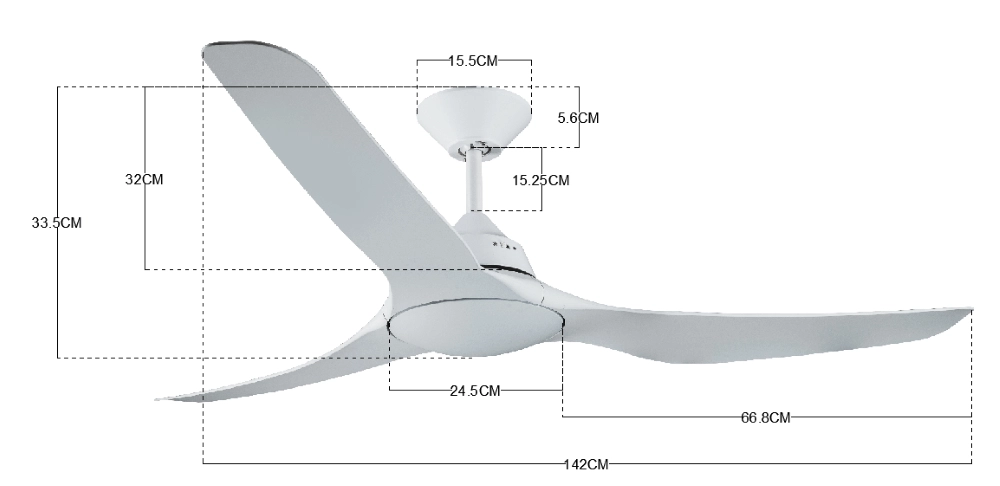 Strakke plafondventilator Mariner Ø 143cm IP55 Beacon 9333509136743