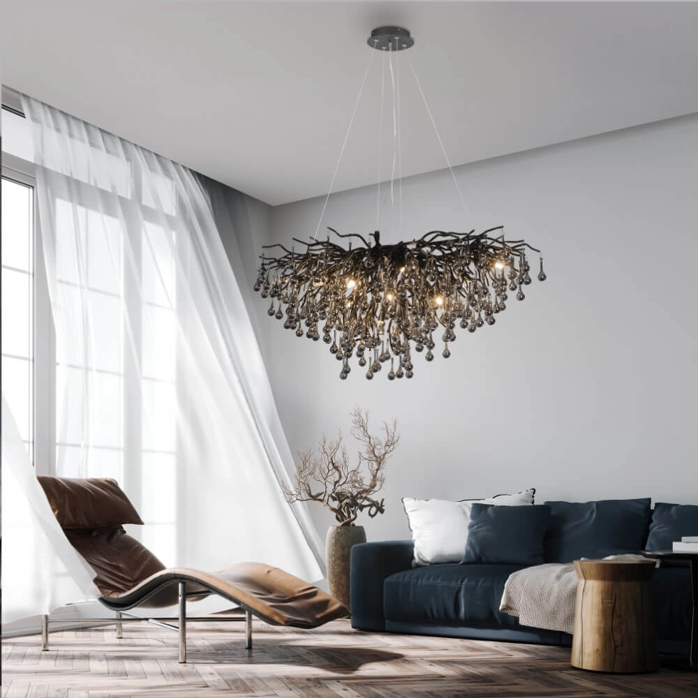 Unieke kroonluchter Icicle zwart Paul Neuhaus 4012248377567