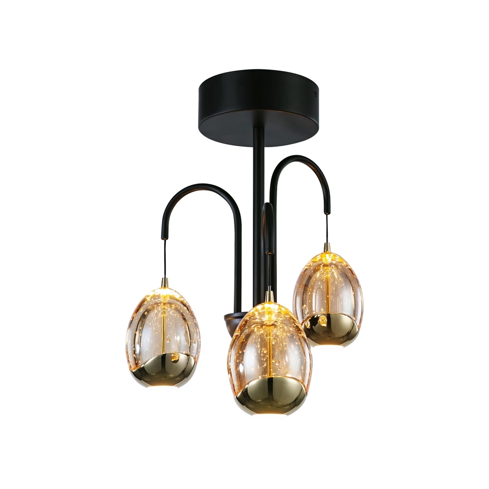 Plafondlamp Golden Egg zwart 3-lichts