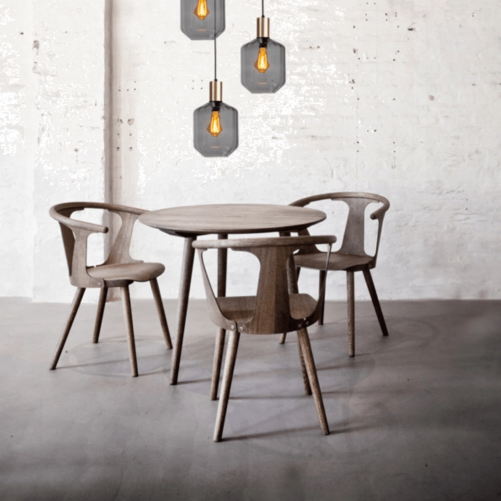 3-lichts vide hanglamp - goud - Porto met Jagger smoke glazen Masterlight 8718121270876